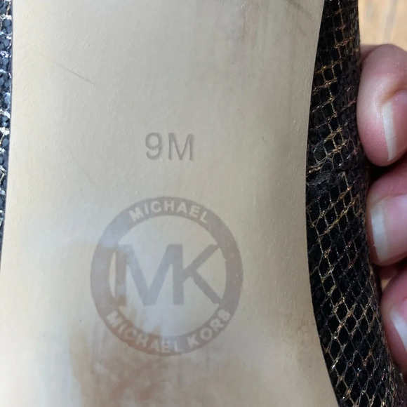 Michael Kors size 9 brown and metallic gold platform peep toe heel EUC - Picture 7 of 8